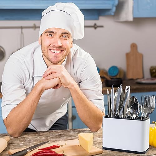 Miniatura 2 de Soporte para utensilios de cocina para encimera, organizador de acero inoxidable, 4 compartimentos, organizador de cubiertos de cocina, organizador
