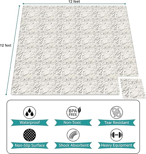 Miniatura 129 de Sorbus Azulejos de grano de madera de 80 pies cuadrados, tapete de espuma EVA entrelazado de azulejos de 3/8 pulgadas de grosor, rompecabezas