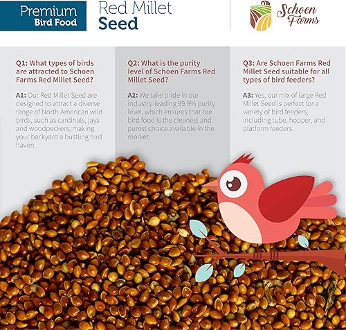 Miniatura 5 de Mijo rojo (5 libras) para pájaros, cardenales, garabatos, trepadores, pájaros carpinteros y pájaros cantores