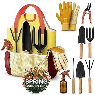 Compact Gardening Tool Set of 9 - Mini Garden Kit for Women with Multipl...