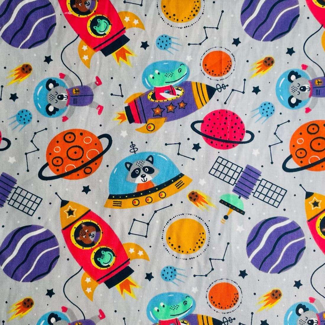 Galaxy Quilting Fabric Bundles, Baby Boy Quilt Cotton Fabric Fat Quarters Bundles 18x22, Precut Space Fabric for Sewing Patchworks (6Pcs)