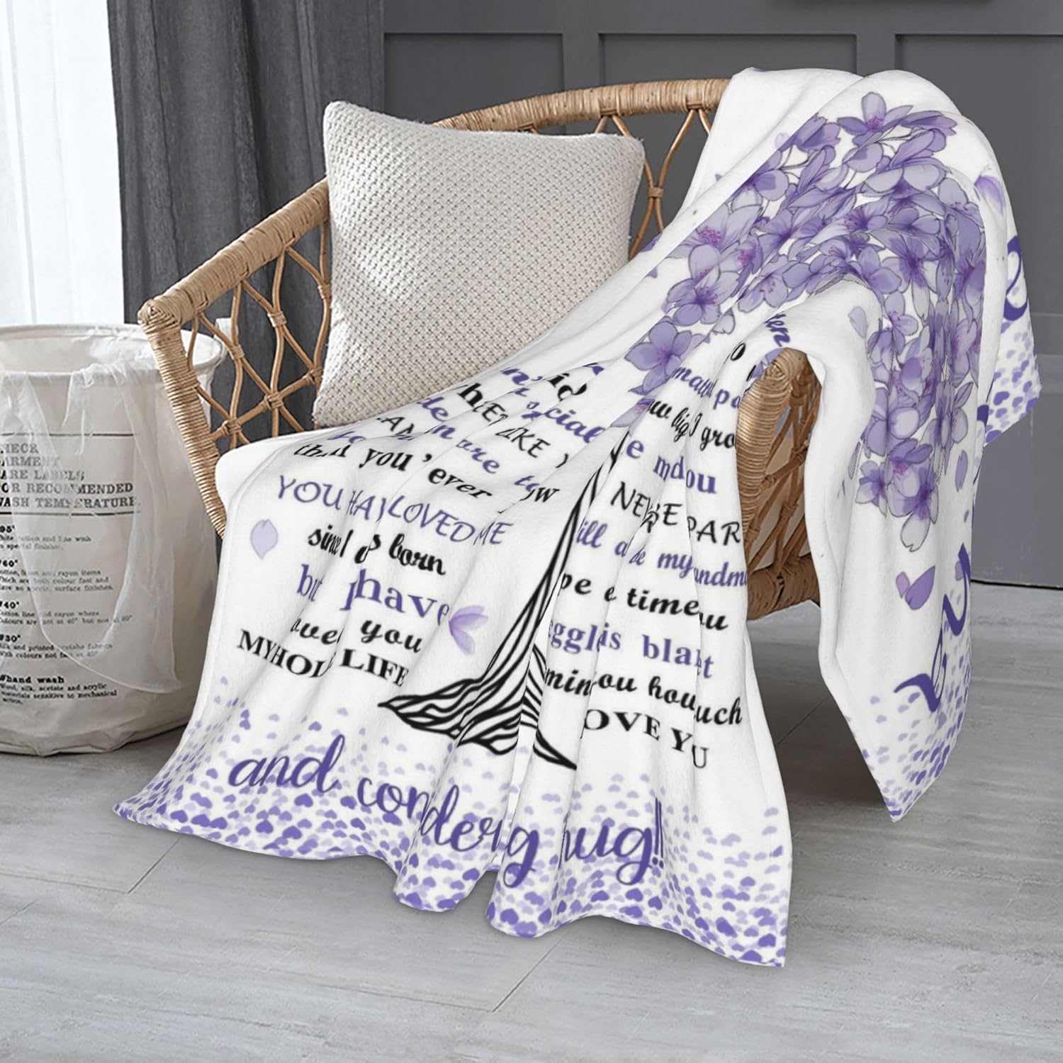 to My Grandma Blanket Birthday Gifts for Grandma from Granddaughter Best Grandmother Gifts Christmas for Grandmom 60"X50" (Purple) - Image 9