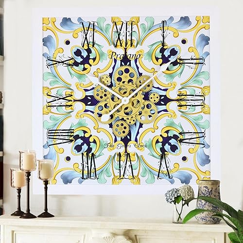 Vista 300 de The Gears - Reloj de pared con engranajes móviles (Vietri, redondo de 36 pulgadas)