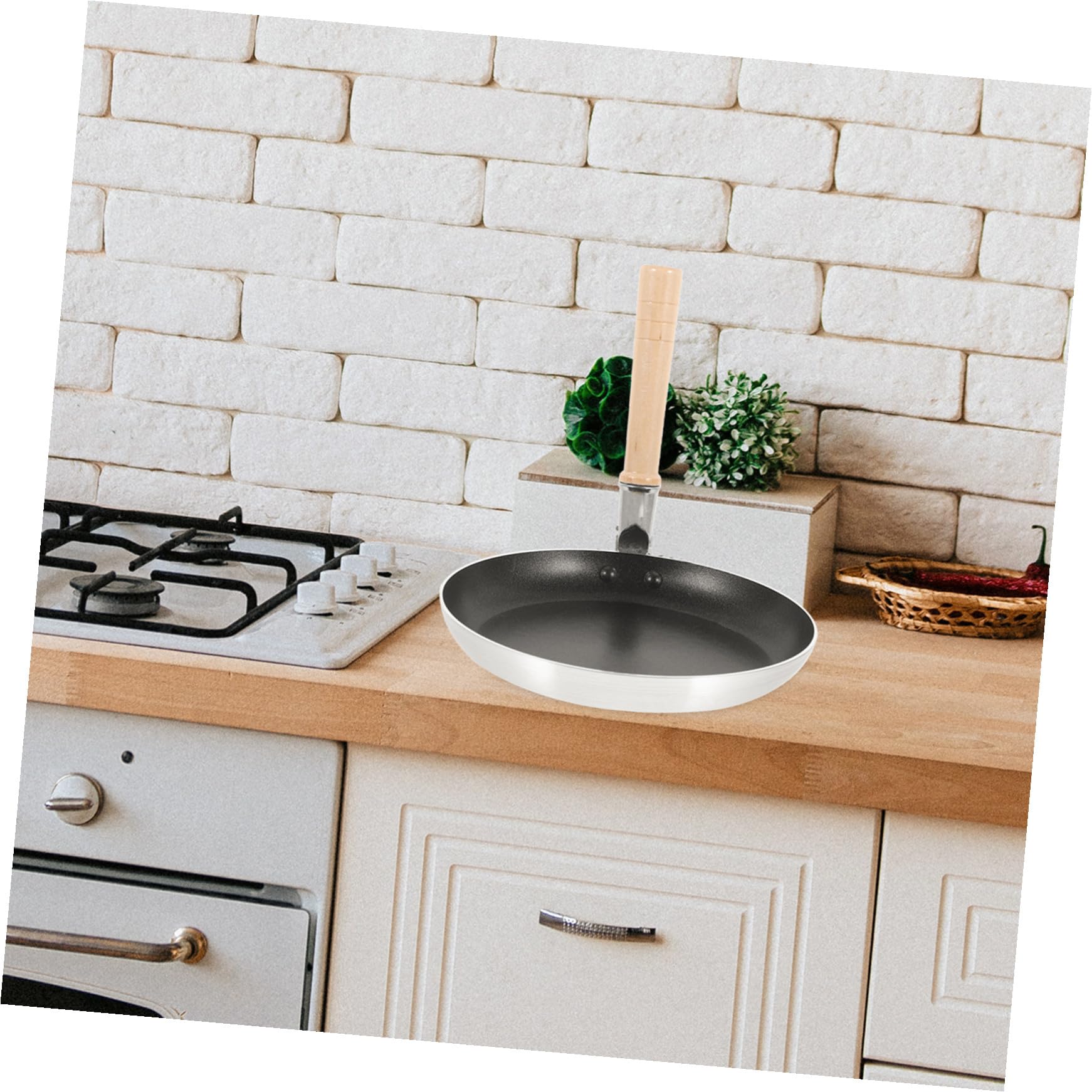 BESPORTBLE Padella Antiaderente Piccola per Uova Manico Verticale in Legno, per Cucina Giapponese e Frittate, Fondo Piatto da 19 CM Resistente al Calore