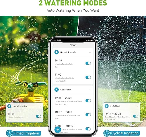 Miniatura 14 de RAINPOINT Temporizador de rociador, temporizador de agua WiFi para manguera de jardín, controlador de riego inteligente, control remoto por