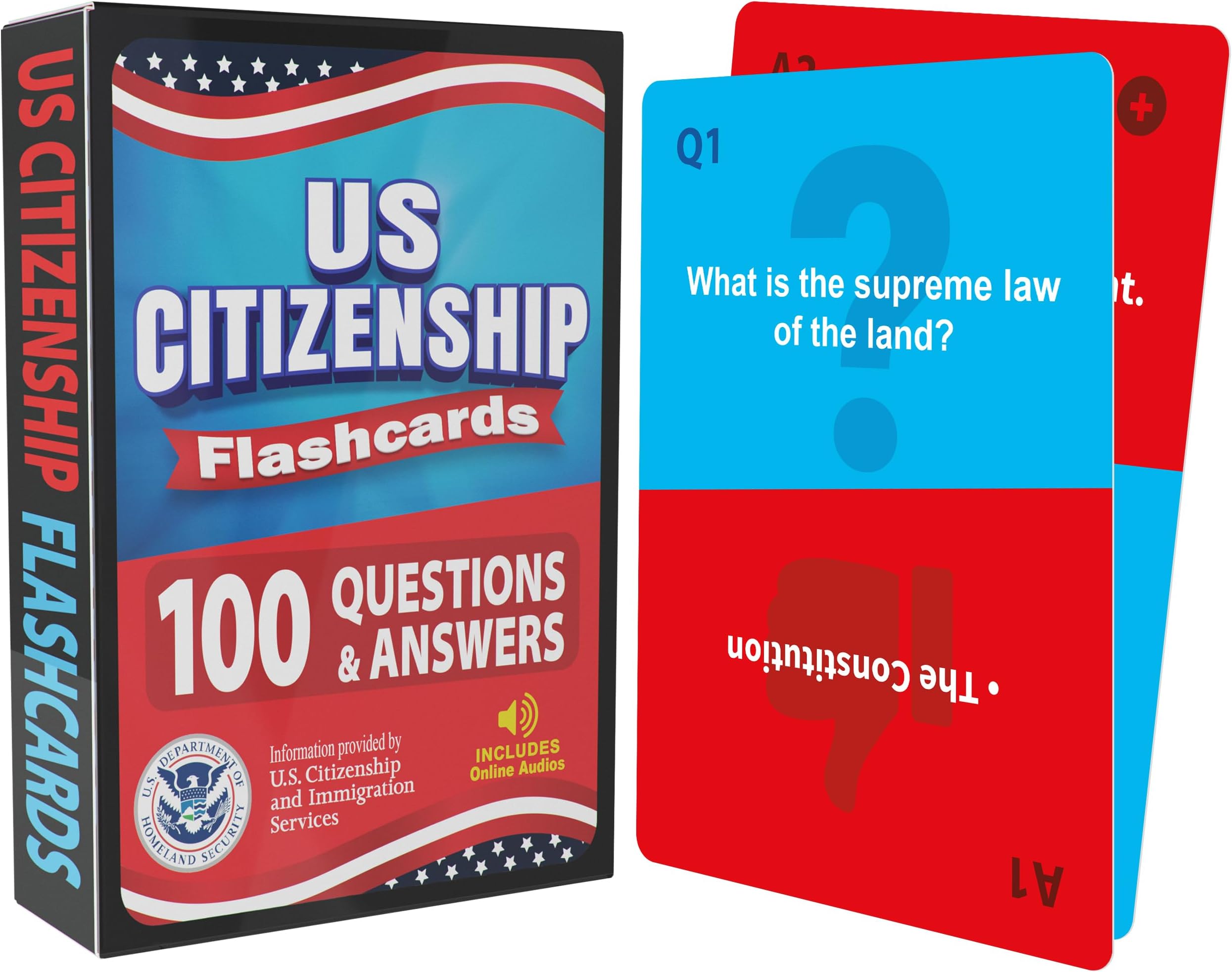 US Citizenship Flash Cards: Compact Naturalization Test Study Guide with 100 USCIS Questions & Answers, New Turn & Flip Method, Lightweight & Portable