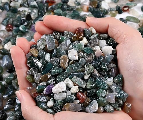 Miniatura 5 de QINJIEJIE Piedras de cristal de ágata acuática, piedra natural, grava a granel, piezas de rocas trituradas, piedra de cuarzo pulido, 0.55 libras,