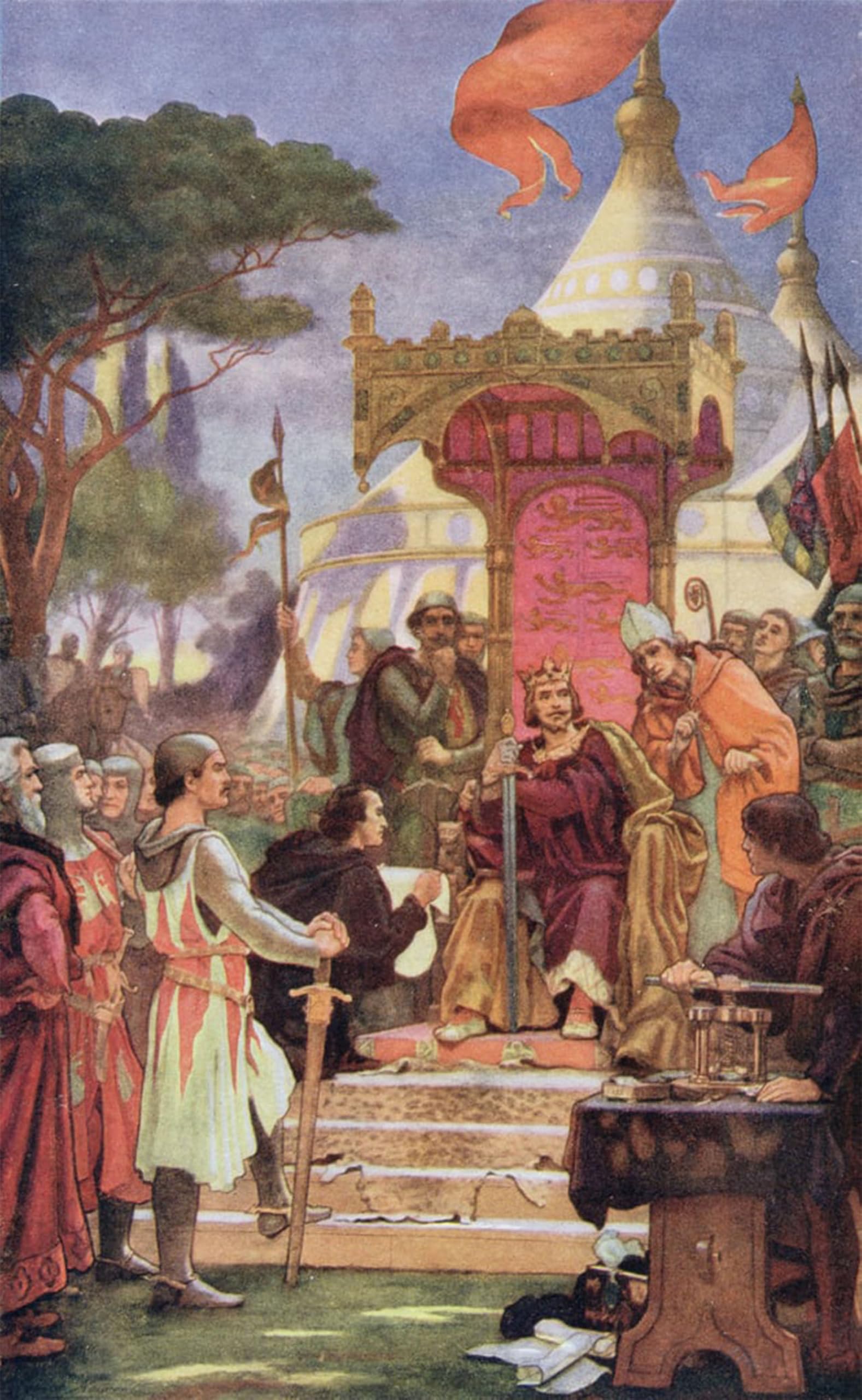 SERENDIPITP Vintage Wall Art Canvas Nordic Poster Canvas Print Picture King John At the Signing of the Magna Carta by Ernest Normand Wall Art Poster for Home Decor 60x90cm