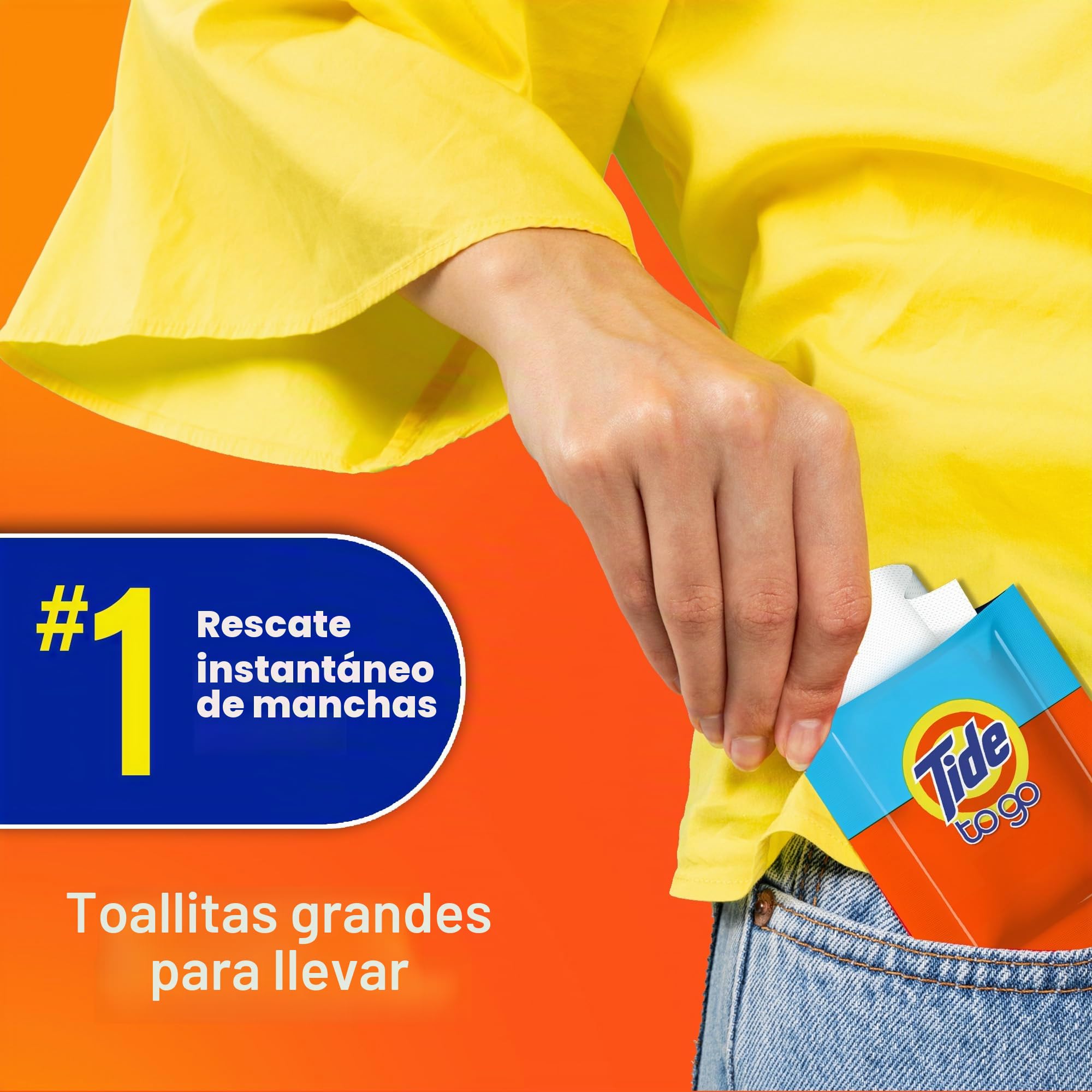 Quitamanchas Tide para ropa, toallitas Tide To Go, quitamanchas instantáneo para ropa, tamaño de viaje y bolsillo, 20 unidades