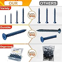 Vista 4 de Anclaje de tornillo de hormigón de cabeza plana de 1/4 x 1-1/4 pulgadas, para anclar a mampostería, bloque o ladrillo (100 unidades)