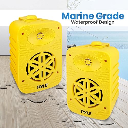 Vista 102 de PyleUsa Par de altavoces Bluetooth para interiores y exteriores, 200 W, doble impermeable, 3.5 pulgadas, sistema de rango completo de 2 vías con Rojo