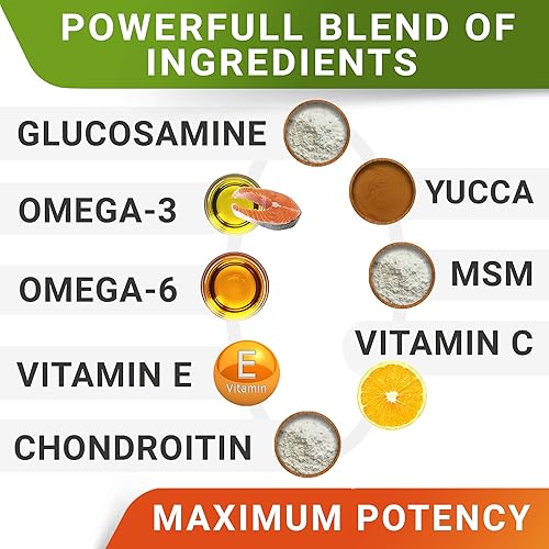 Miniatura 4 de Glucosamina para perros con condroitina - Suplemento de cadera y articulaciones para perros con aceite de pescado Omega-3 - Condroitina MSM -