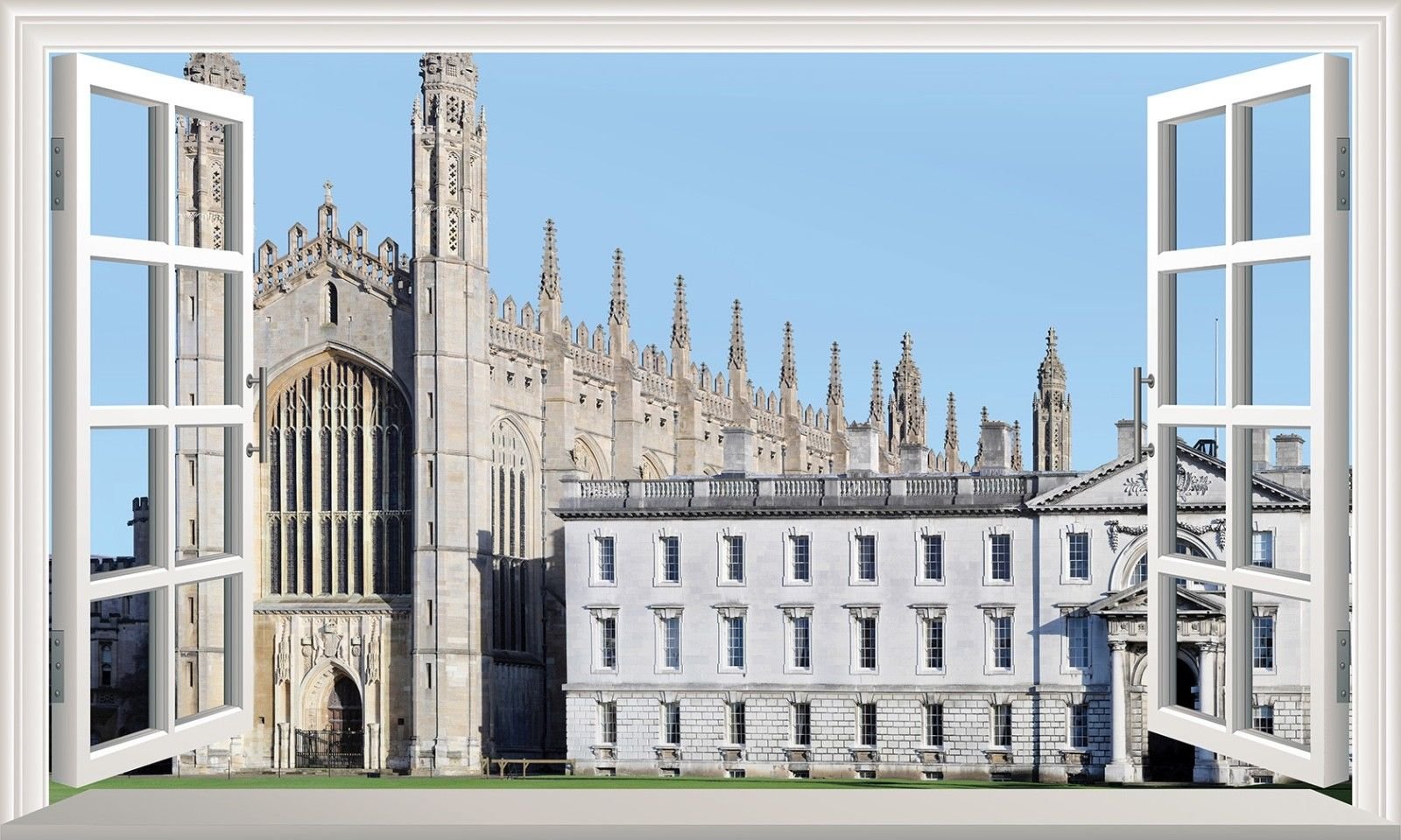 Chicbanners Kings College Cambridge V101 3D Magic Window Wall Sticker Self Adhesive Poster Wall Art Size 1000Mm Wide X 600Mm Deep (Large)