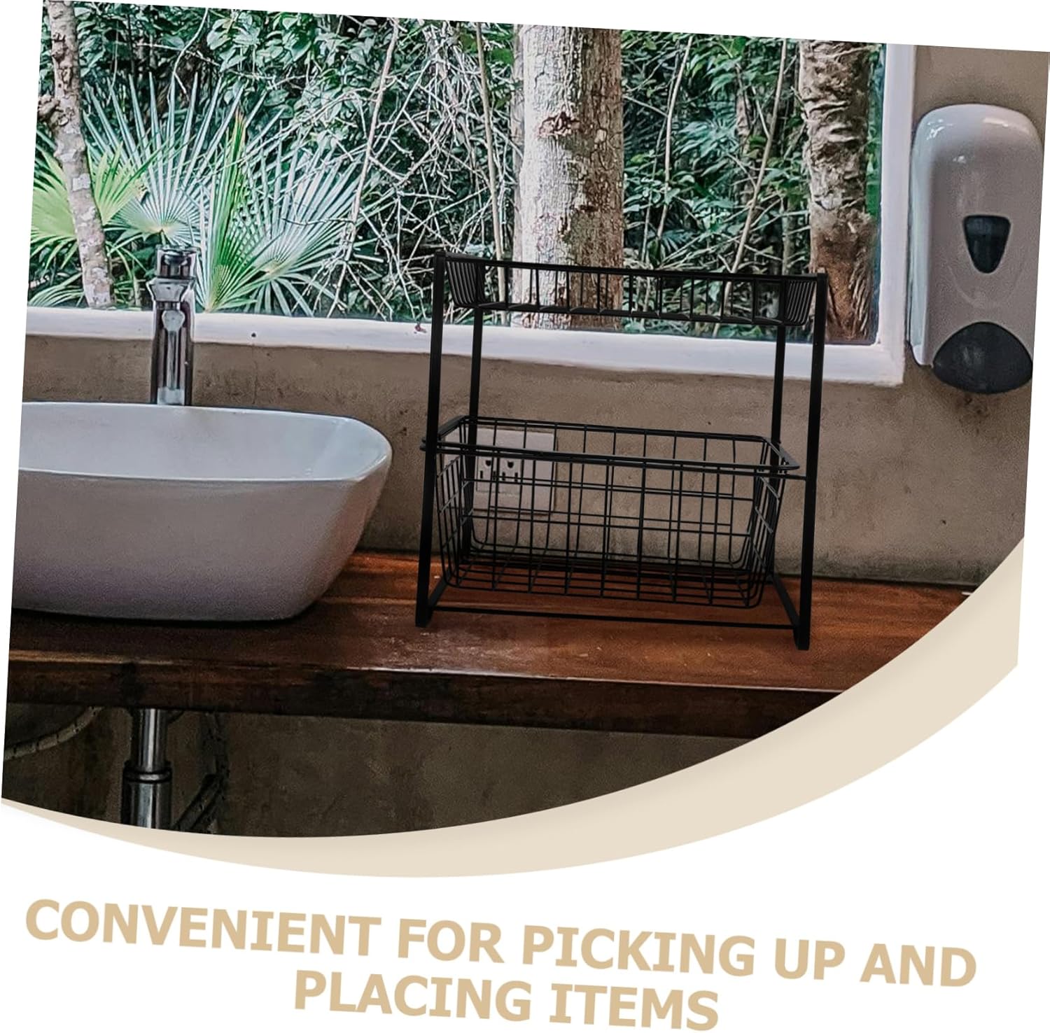 Under Sink Organizer Multi Use Storage for Bathroom Kitchen Smooth Sliding for Cleaning Supplies Toiletries Sturdy Cabinet Organizer for Countertops