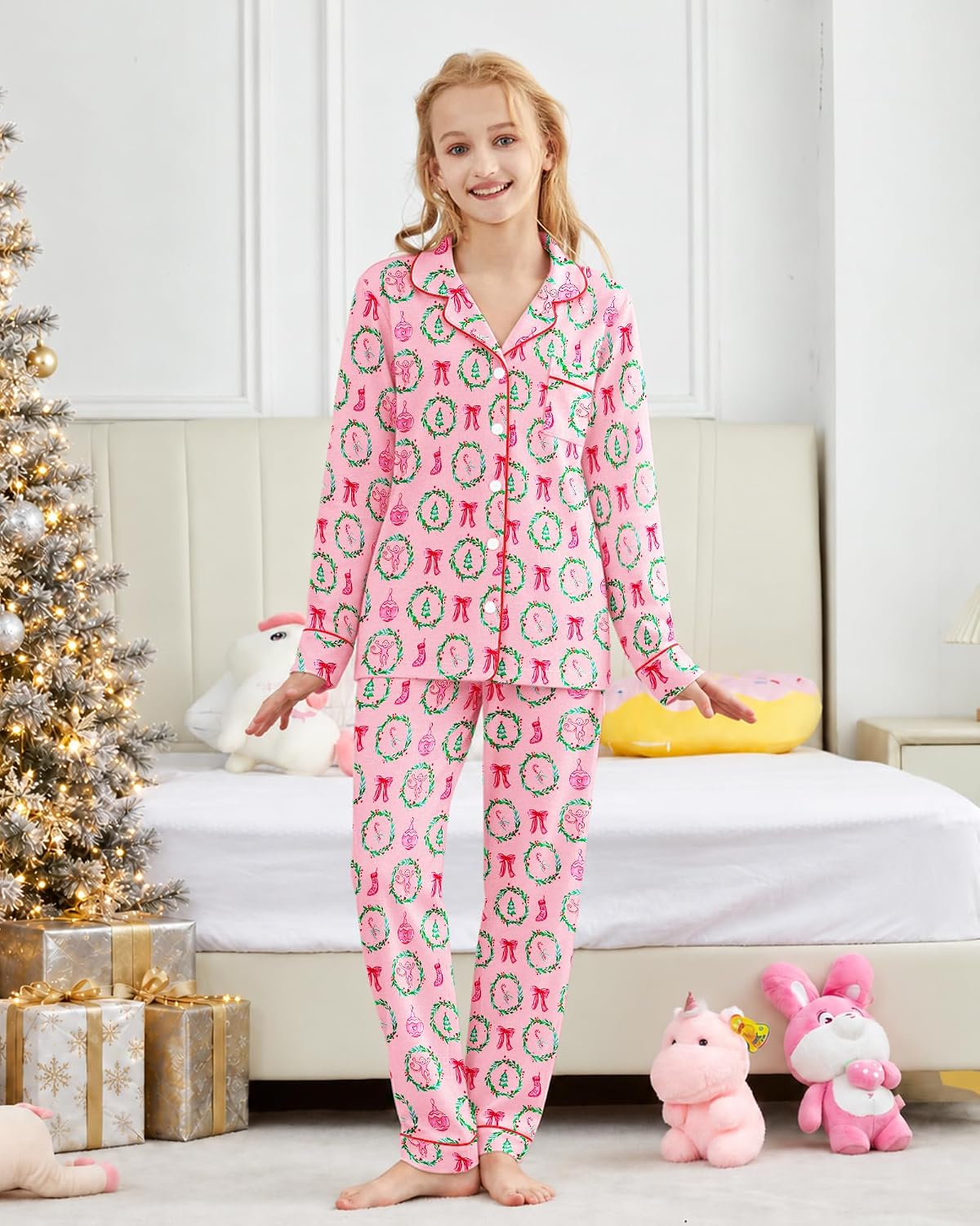 Cute Monkey PJs for Girls Daily Long Sleeve Button Down Loungewear