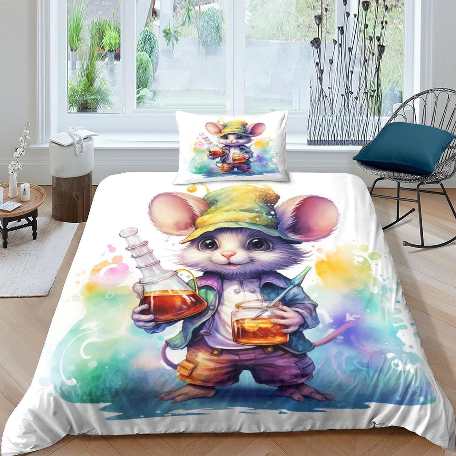 Parure de couette 3D souris pour lit 1 place, chambre d'enfant cocooning