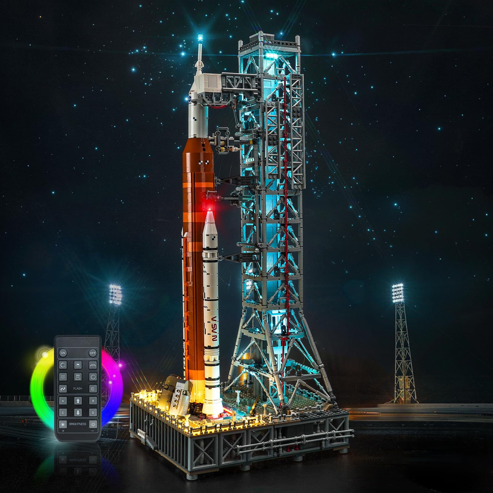 LocoLee Licht Kompatibel mit Lego NASA Artemis Startrampe 10341, Nur Lichter Set - Kein Modell, Licht Beleuchtung Set Fernbedienung Version für Lego 10341 NASA Artemis Startrampe - 1