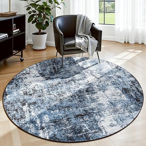 Miniatura 56 de Rugflix Alfombras de área de 8 x 10 pies para sala de estar, alfombra grande lavable, resistente a las manchas, pelo bajo, alfombra oscura moderna