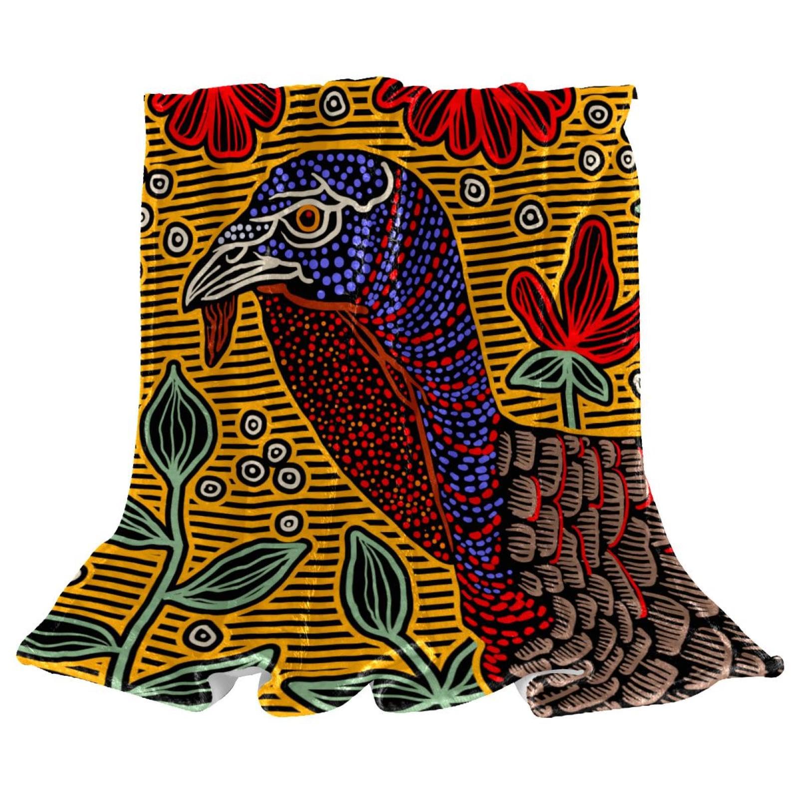 Couverture polaire douce au motif paon abstrait, jeté de lit élégant