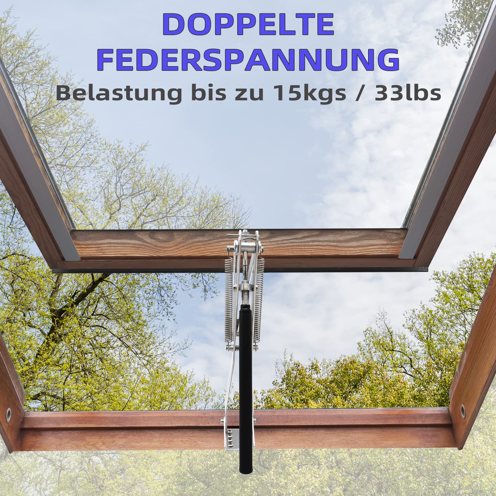 Gewächshaus Fensteröffner Automatisch, Upgrade Doppelfeder Gewächshäfuser Automatischer öffner mit einer Belastung von 15kg /33lbs zum automatischen Öffnen und Schließen des Fensters und -dachs