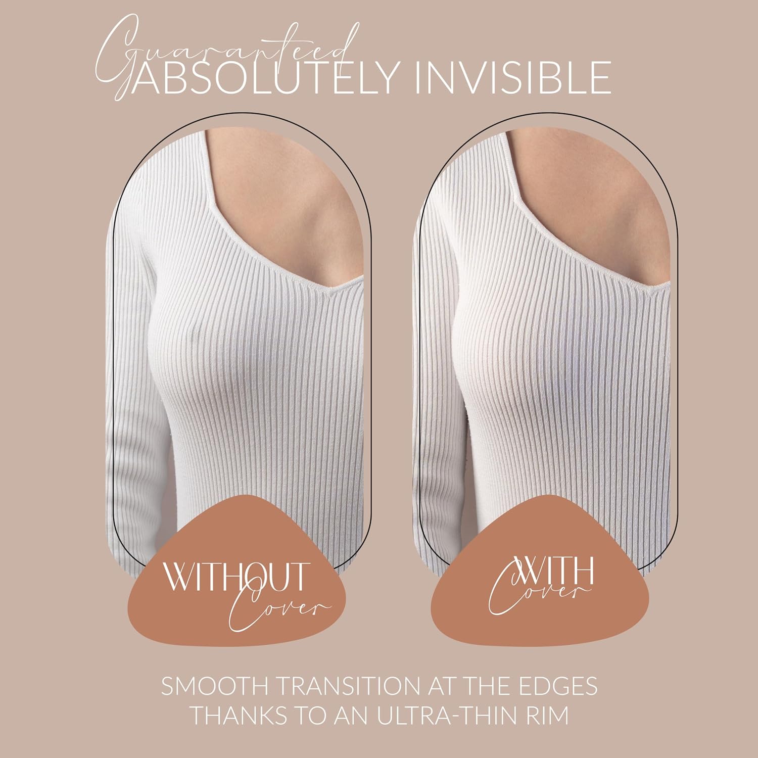Villkin Nipple Cover - Pack of 8 - Self-Adhesive Pasties for Women - Reusable & Washable - Covers Made of Silicone, Light Skin Color