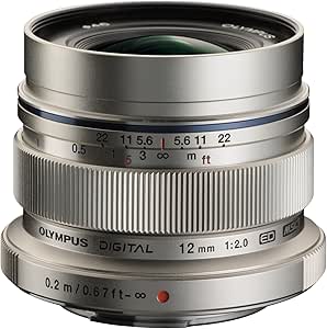 OM SYSTEM OLYMPUS M.Zuiko Digital ED 12mm F2.0 Silver For Micro Four Thirds System Camera, Compact Wide Angle lens For Starry Sky and Landscape
