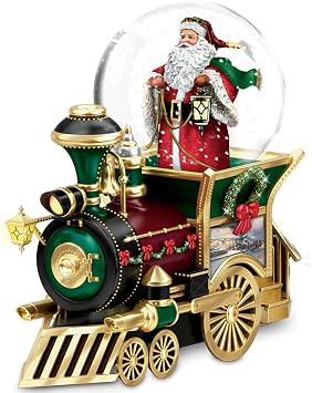 Thommas Kinkade Santa Claus is Comin to Town Musical Snowglobe Train Car by The Bradford Exchange