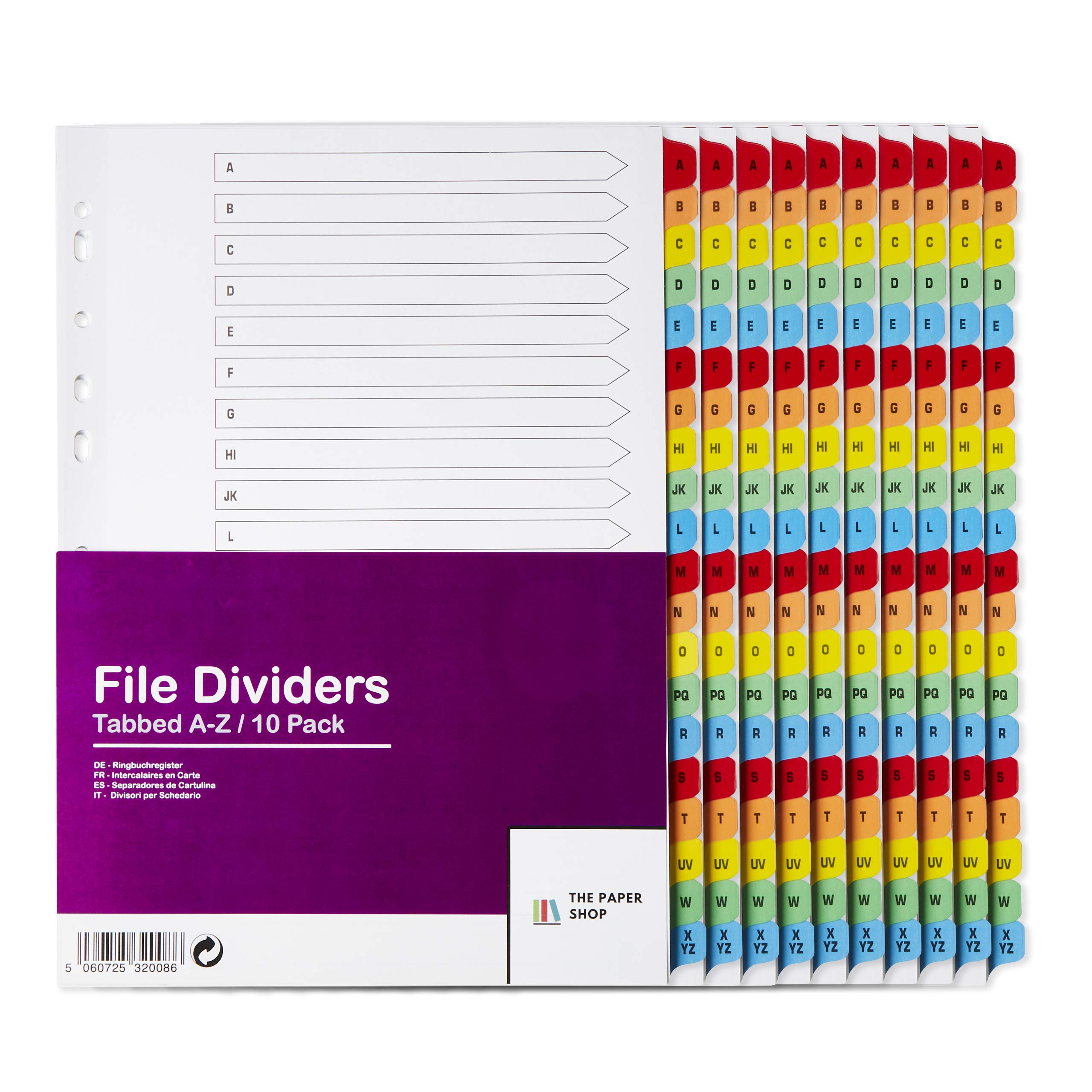 Amazon.co.jp: [10枚パック] A-Z バインダーディバイダー タブ