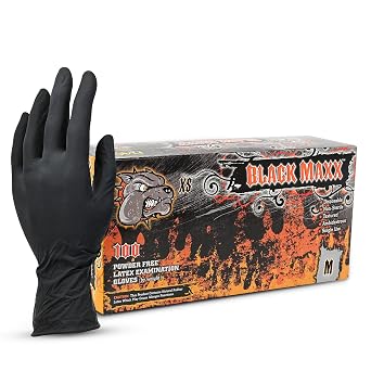 Dash Black Maxx Latex Exam Gloves - Black | Powder-Free Medical Grade Gloves for Secure Grip | Latex Gloves with Superior Grip 100, M