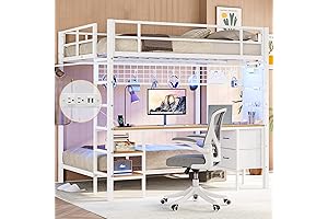 Stylish Bunk Bed with Built-in Desk and Ample Storage