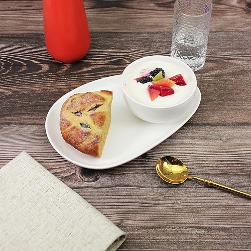 Miniatura 4 de Soup Bowl and Sandwich Plate Combo, 13.8 oz Soup Bowl with 10.9" Ceramic Plate - Soup/cereal bowl set for breakfast, bread, dip bowl - Microwave