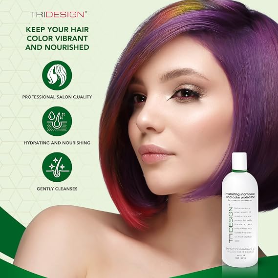 TRIDESIGN Hydrating Shampoo Color Treated Hair Care - 33.8 Fluid Ounce | Sulfate and paraben free concentrated treatment gently cleanses while preserving vibrant tone and enhancing moisture