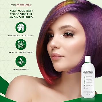 TRIDESIGN Hydrating Shampoo Color Treated Hair Care - 33.8 Fluid Ounce | Sulfate and paraben free concentrated treatment gently cleanses while preserving vibrant tone and enhancing moisture