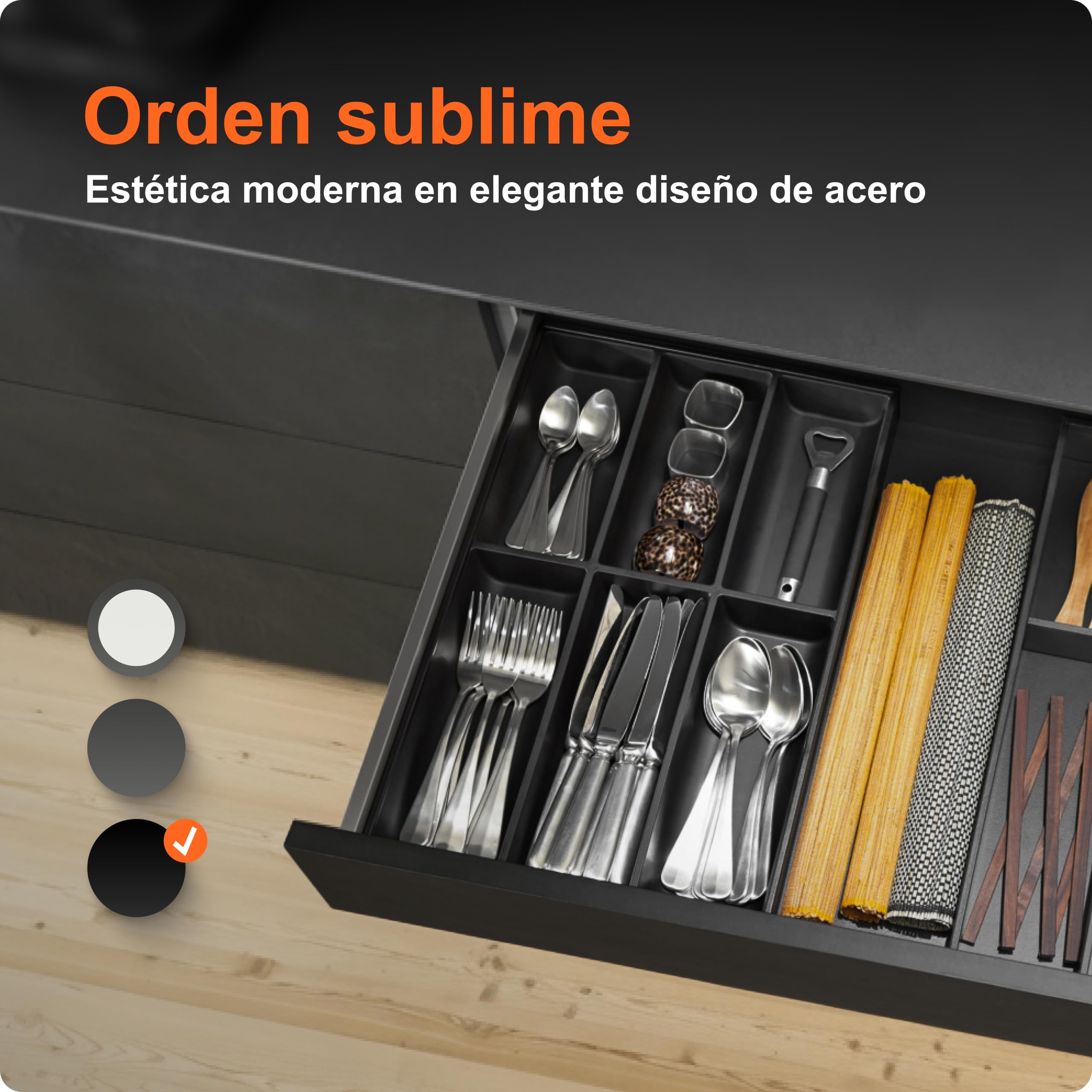 blum AMBIA-LINE cubertero con Soft-Touch | organizador de cajón premium para cajones y muebles de cocina modernos | protege, ordena y organiza cubiertos | 47×30×5 cm | Gris/Blanco