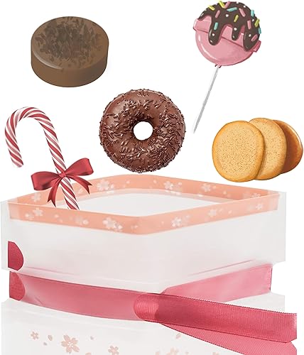 Miniatura 4 de SumDirect Bolsas de regalo de plástico rosa con cordón  50 bolsas de regalo de 6 x 9 pulgadas, bolsas de regalo de flor de cerezo para fiesta,