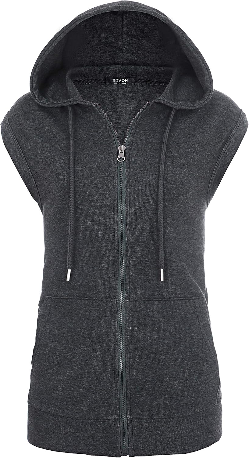 GIVON Women's Lightweight Hooded Vest Sleeveless 1/4 Zip Pullover Casual Hoodie Sweatshirt with Pockets - Image 2