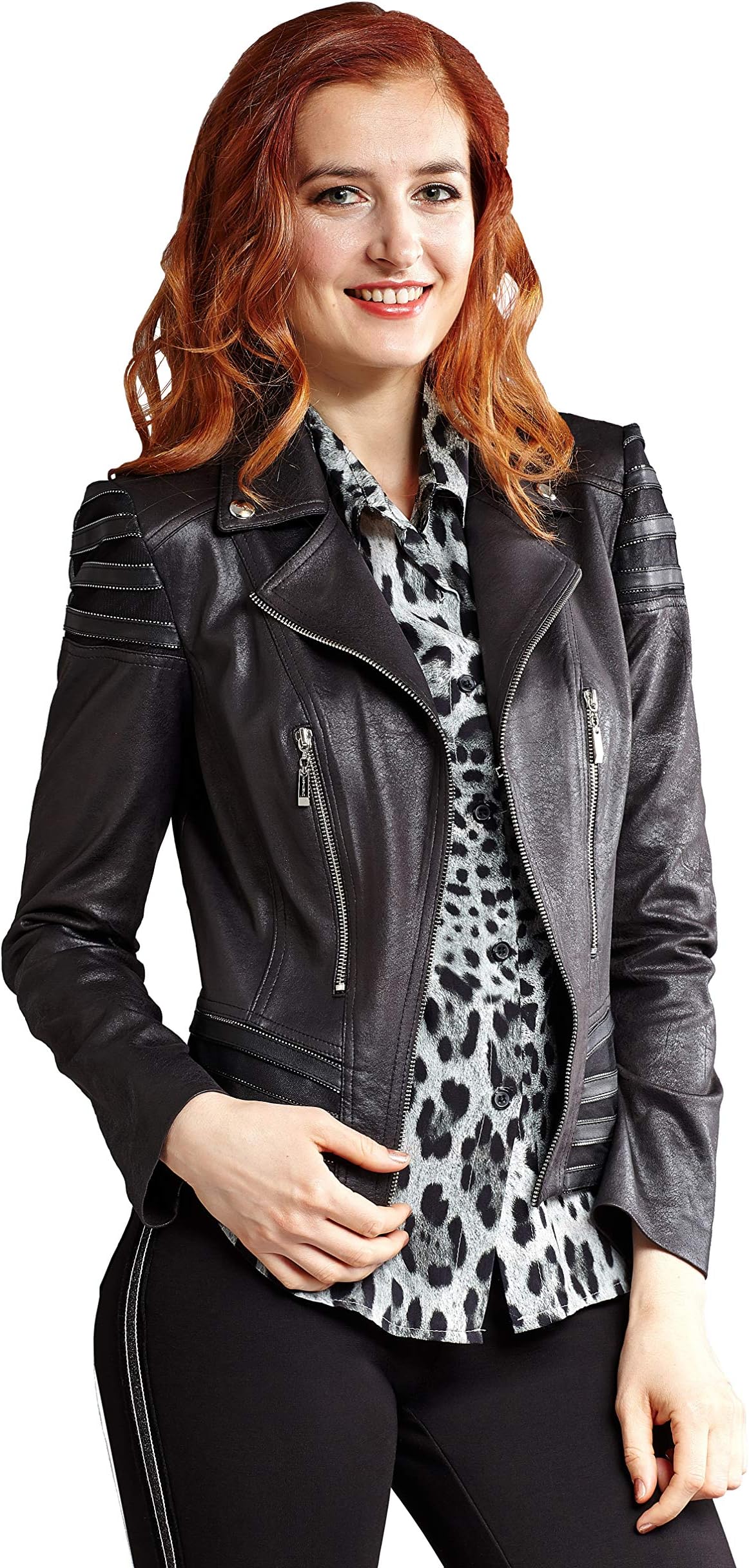 Lena Gabrielle Women's Faux Leather Jacket Black