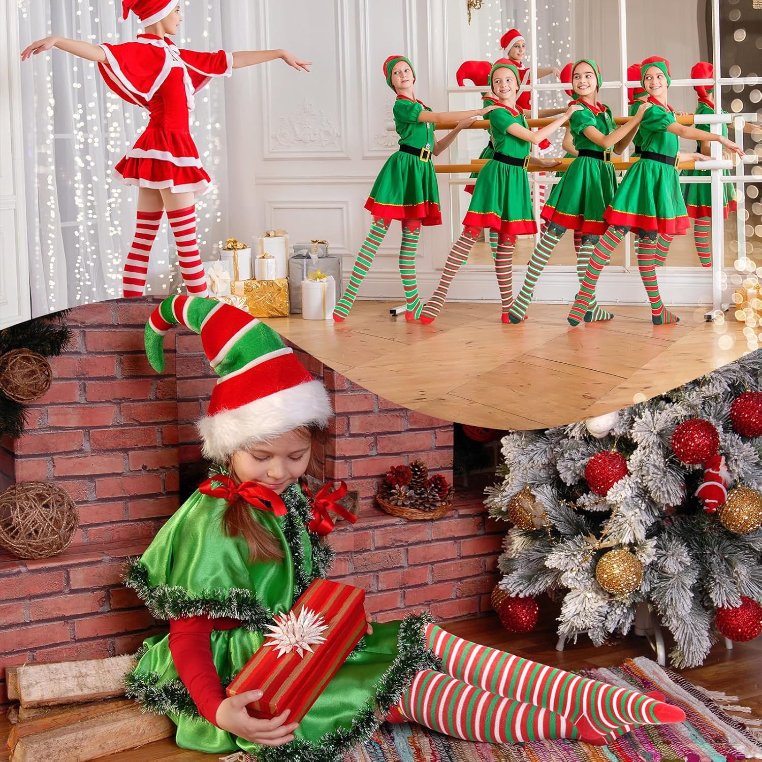 Suhine 6 Pairs Knee High Christmas Elf Socks for Women Candy Striped Crew Long Elf Socks Xmas Gifts Holiday Festive Party Outfit for Adults, One Size Fits Most - Image 5