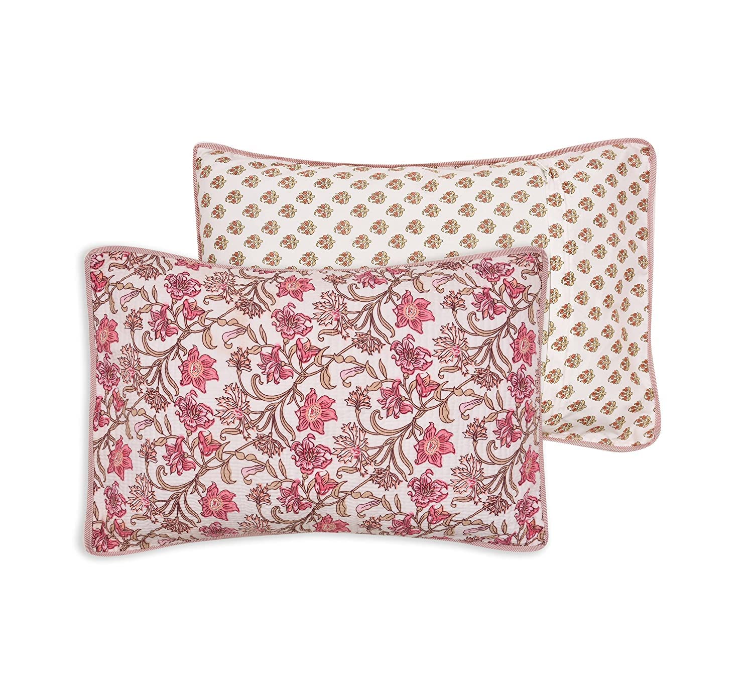 Floral Quilted Pillow Covers - Set of 2 -8 Floral Quilted Pillow Covers - Set of 2 -8