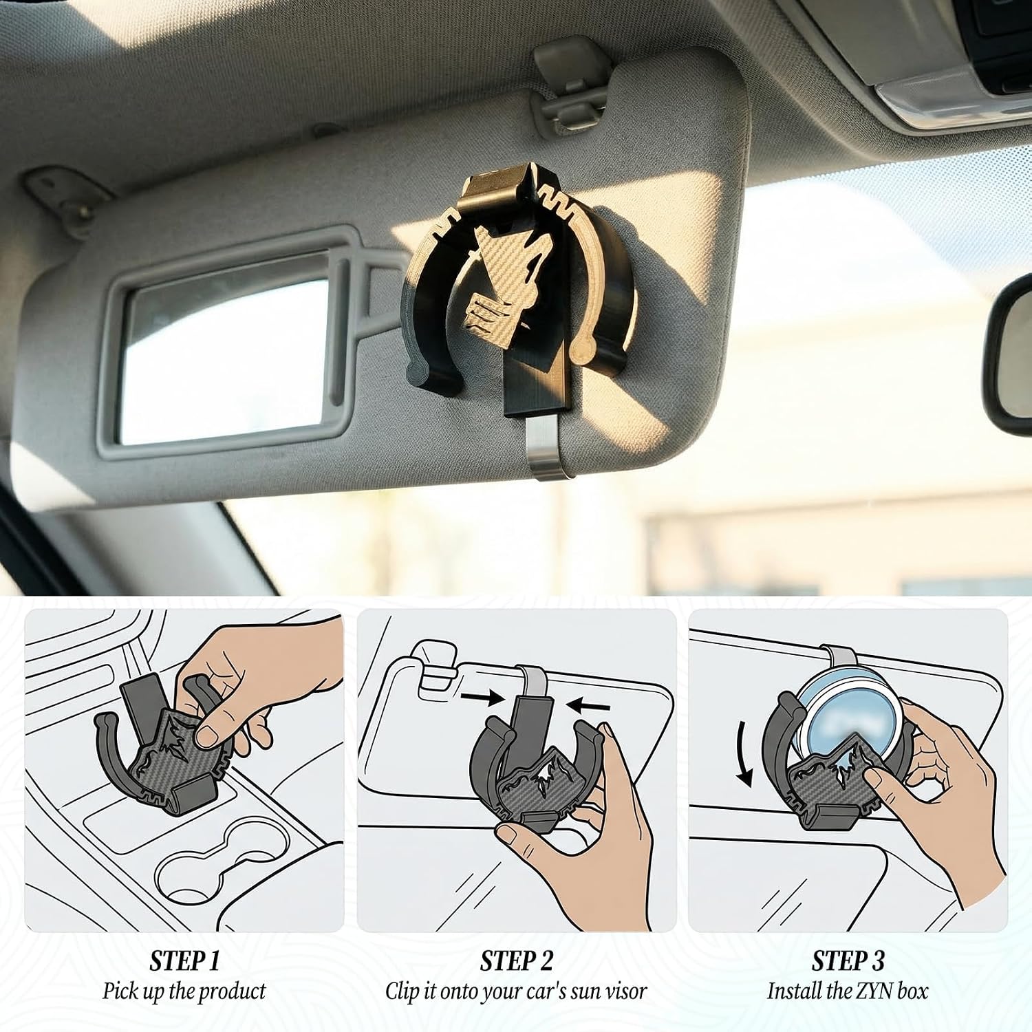 Car Visor Clip Holder for ZYN - Fits Most Pouch Tin Brands - Versatile Storage Clip for Belt, Backpack - Durable Heat-Resistant Interior Organizer, Practical Gift for Pouch Users (APE) thumbnail