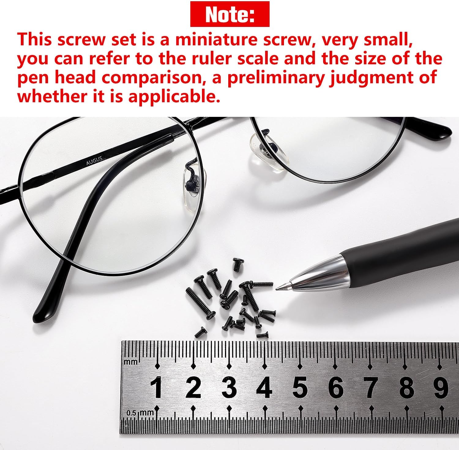 500 PCS Tiny Micro Repair Screw Kit, 18 Sizes Stainless Steel Tiny Screws with Screwdriver, M1.2 M1.4 M2 Watch Glasses Computer Replacement Screws Kit, Black