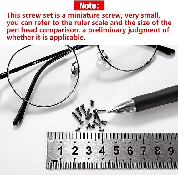 YIXISI 500 PCS Tiny Micro Repair Screw Kit, 18 Sizes Stainless Steel Tiny Screws with Screwdriver, M1.2 M1.4 M2 Watch Glasses Computer Replacement Screws Kit, Black