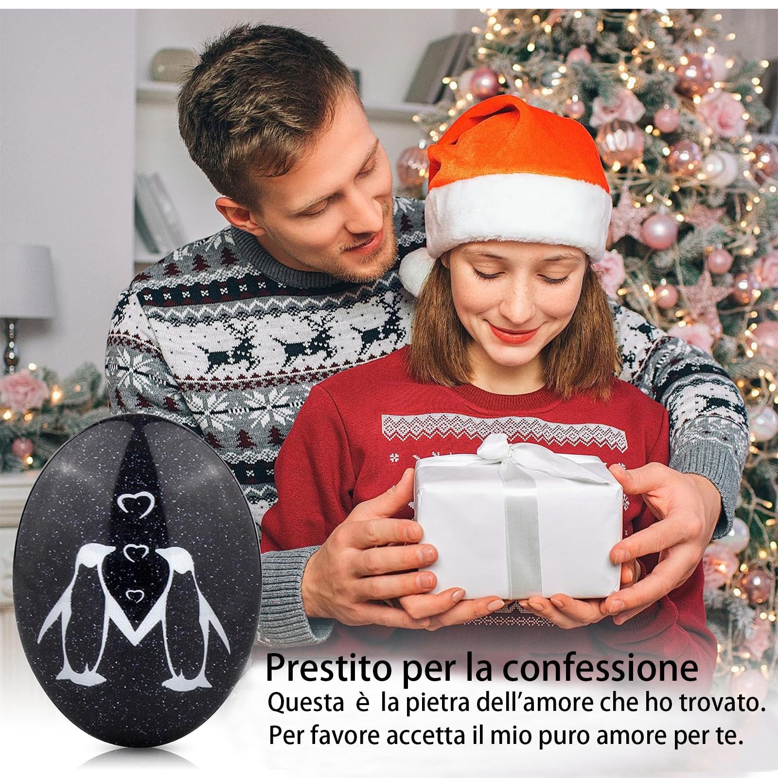 Pinguino Pietra Regali Per Lui Fidanzato Regali Per Lei Fidanzata, Regalo Anniversario Matrimonio Moglie Marito San Valentino Compleanno, Regali Di Coppia Natale Regalo Anniversario Per Lui/Lei