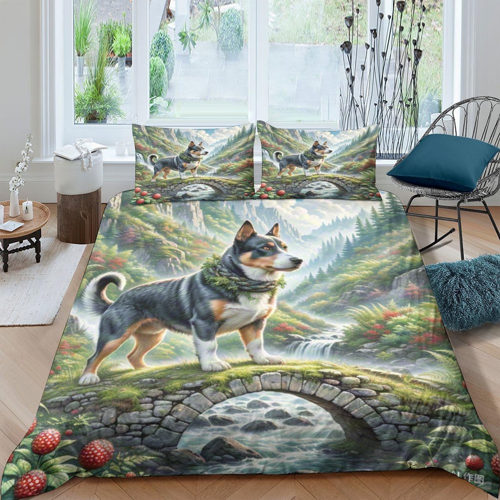 Housse de couette Cairn Terrier en tissu anti-plis et facile à laver pour lit king size