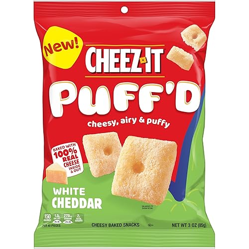 Miniatura 7 de Cheez-It Puffd - Snacks horneados con queso galletas infladas aperitivos para niños cheddar blanco 3 onzas paquete de 6