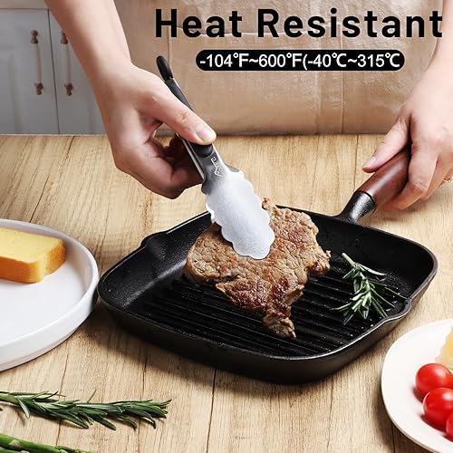 Miniatura 20 de Hotec Pinzas de cocina de acero inoxidable, juego de 3-7, 9 y 12 pulgadas, pinzas de metal con bloqueo para cocinar, servir, barbacoa, parrilla