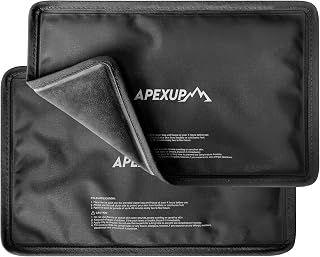 APEXUP Gel Ice Packs for Injuries Reusable, Flexible Double Sided Cold Packs for Injuries, Ice Pack for Knee, Shoulder, Back, Hip, Leg, Arm (Black, 11"x7.1", 2PK)
