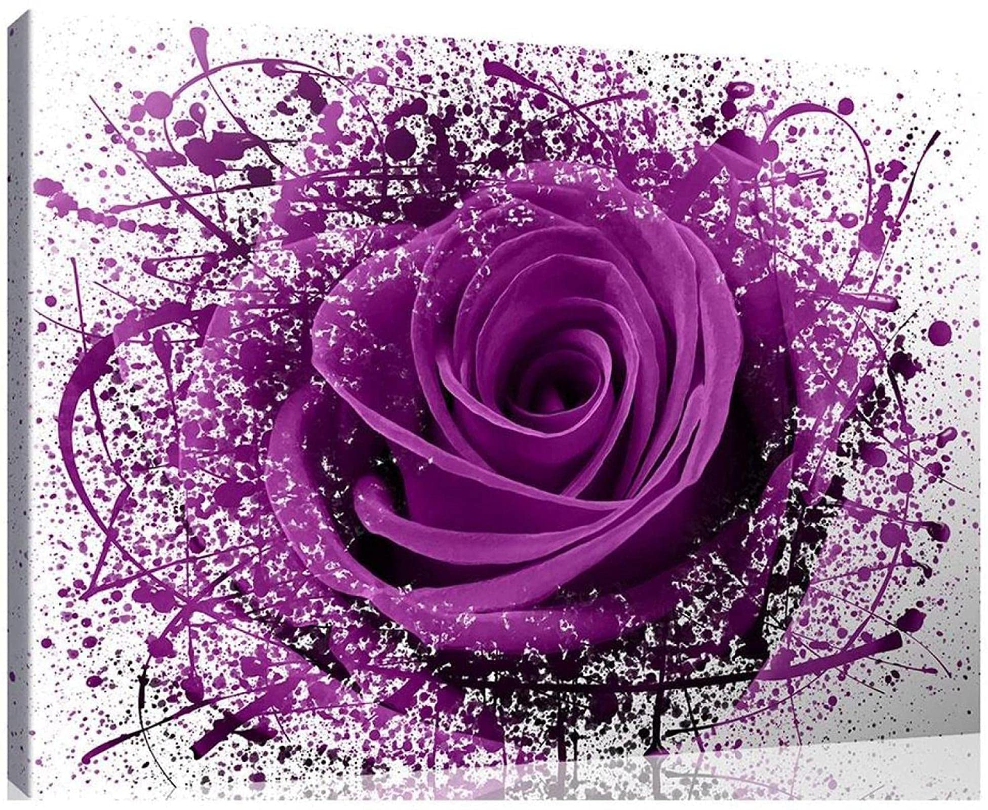 Sunsightly Flower Floral Canvas Paintings Purple Rose Wall Art Personalised Canvas Prints No Framed Pictures for Living Room Decoration Modern