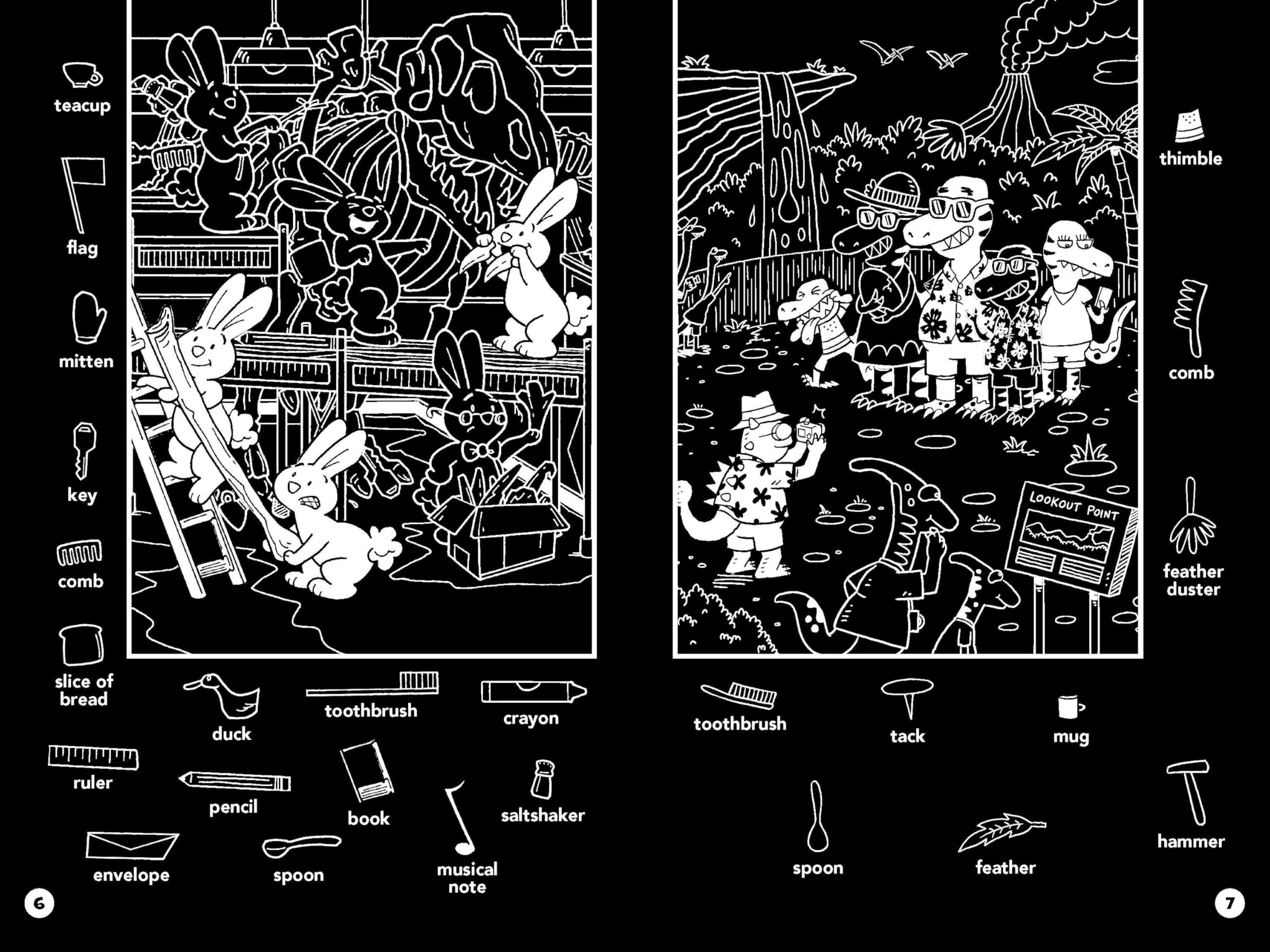 Dinosaur Hidden Pictures Puzzles to Highlight