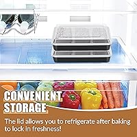 Vista 5 de E-far Bandeja para hornear con tapa, 9.4 x 7.3 x 2 pulgadas, antiadherente, rectangular, de acero inoxidable, para horno tostador, utensilios